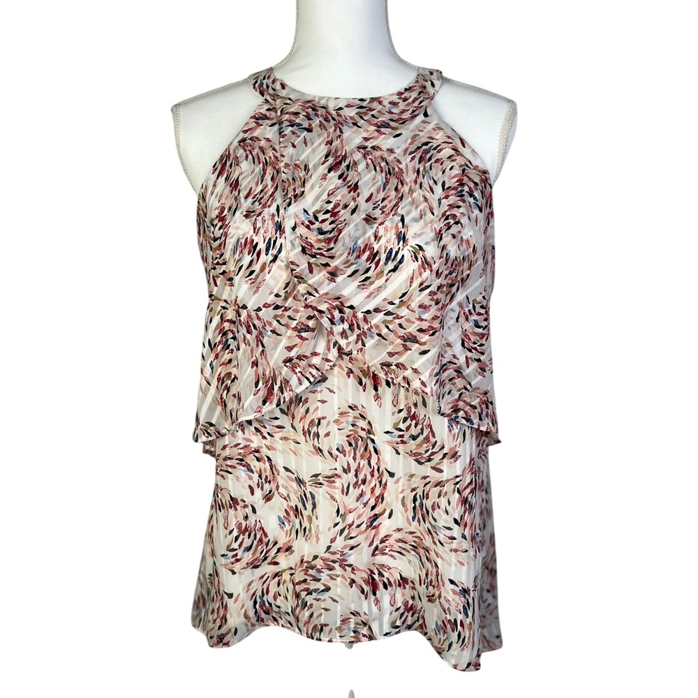 White House Black Market‎ Boho Halter Top Sleeveless Layered Party Blouse Size 6